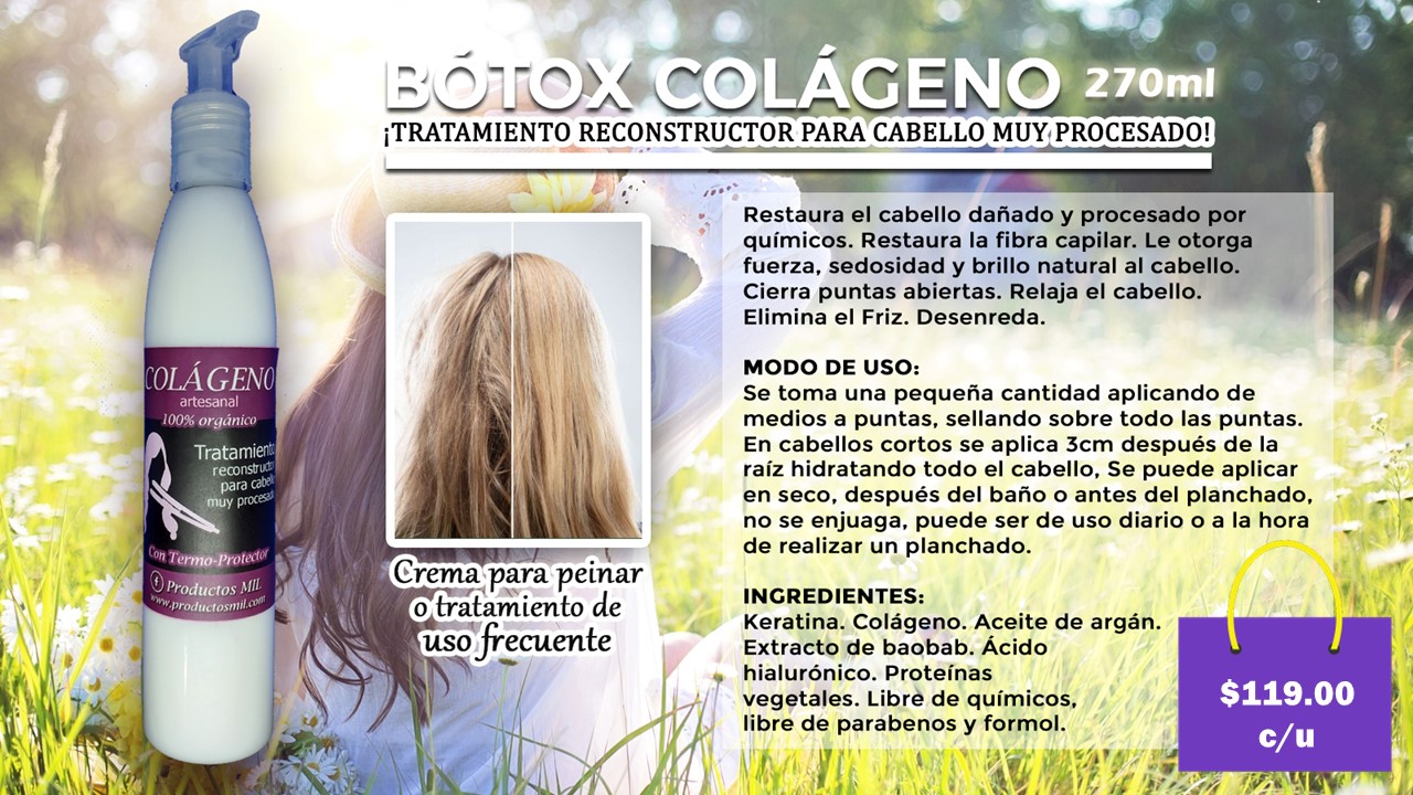 Crema Capilar Botox Col&aacute;geno para peinar Artesanal en Monterrey