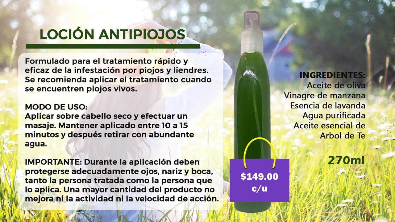 Loci&oacute;n Capilar Antipiojos Artesanal en Monterrey